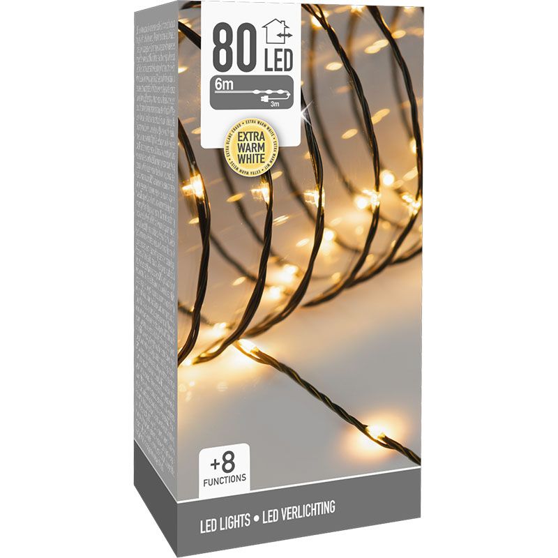 Led Verlichting 80 Led - 6 Meter - Extra Warm Wit - Soft Wire