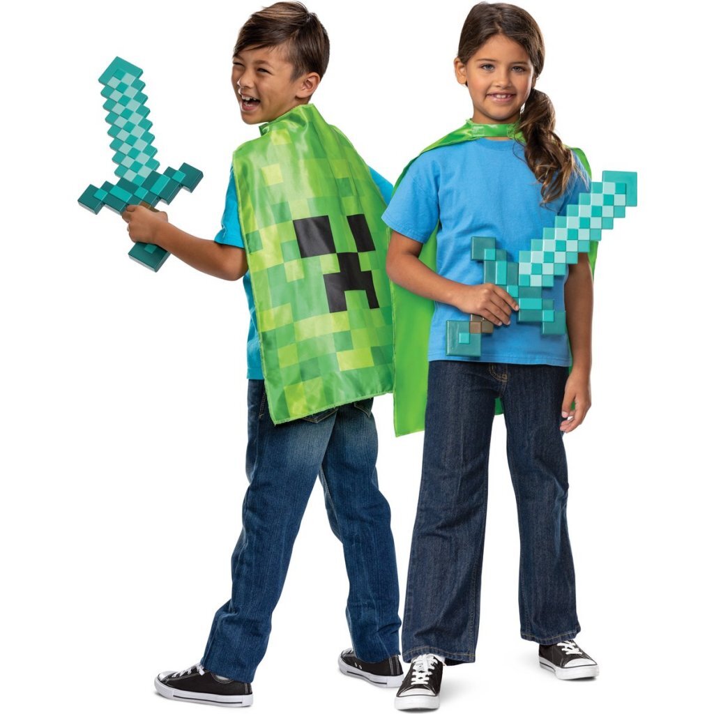 Minecraft Zwaard En Cape Groen/Blauw