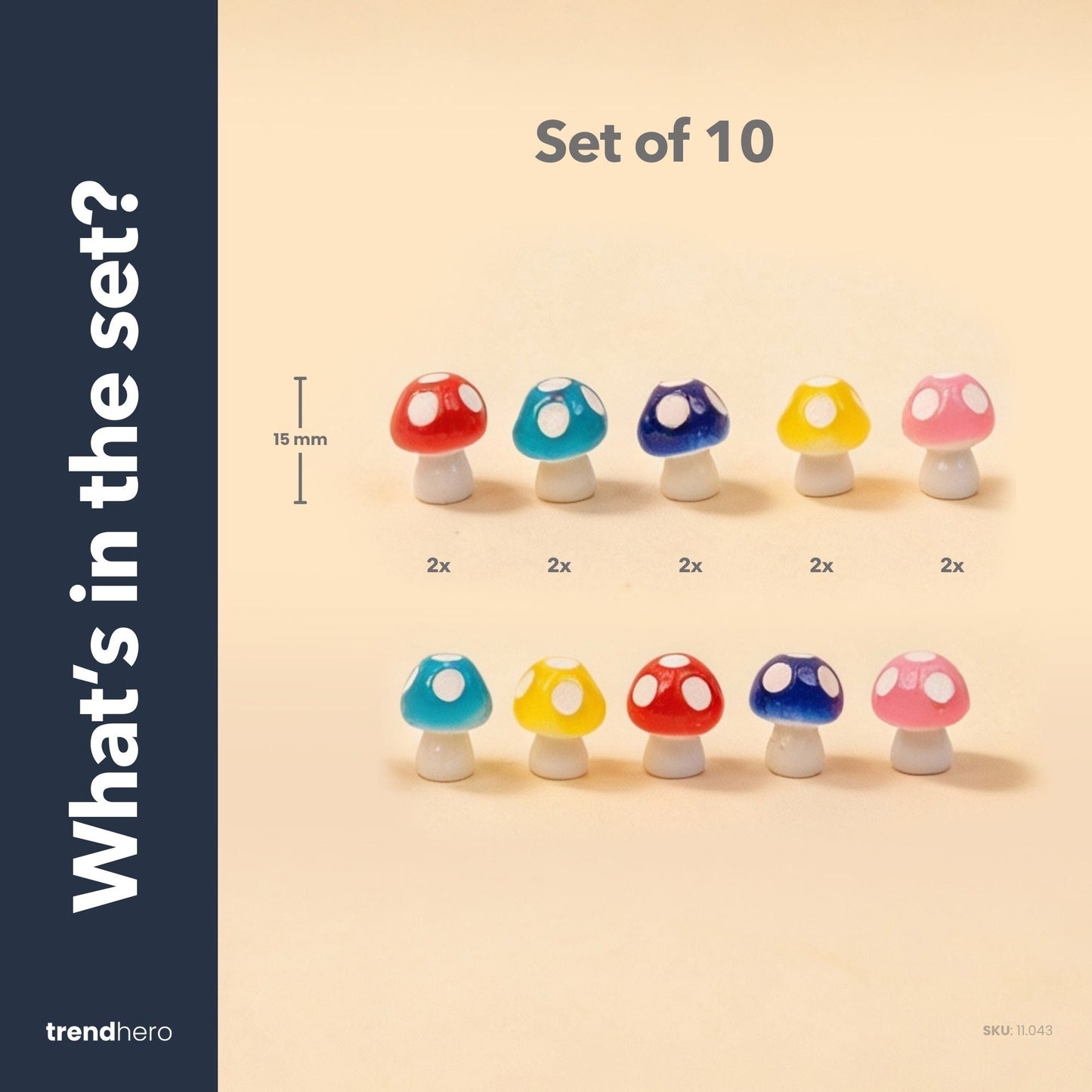Neon Forest - Decorative Mini Mushrooms - Neon - Set Of 10 - ↑ 1,5 Cm