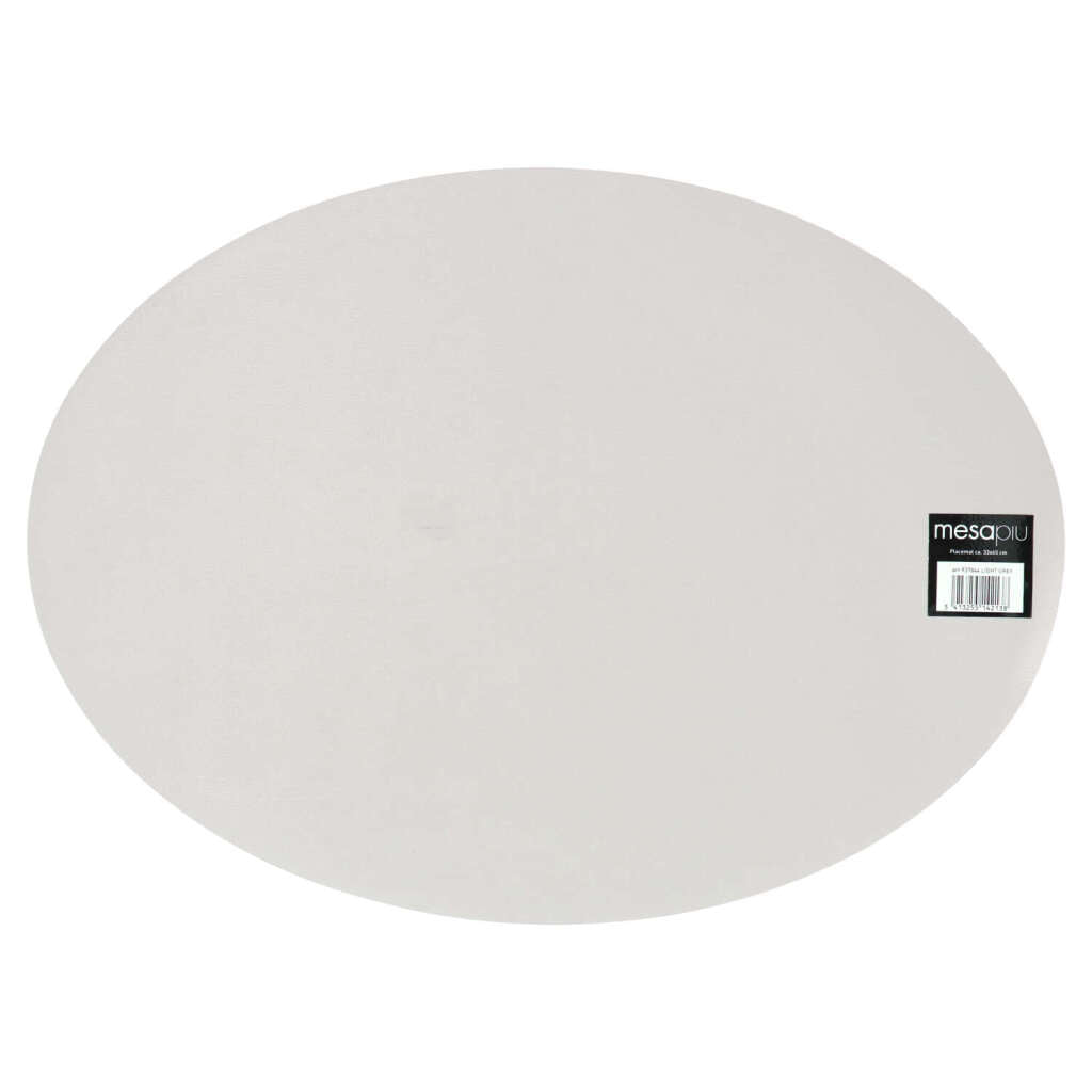 Mesapiu Placemat Lederlook Light Grey Ovaal 45X33 Cm