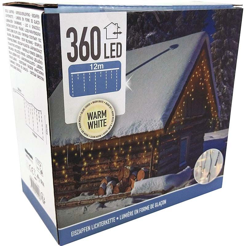 Ijspegel Verlichting 360 Led's - 12 Meter - Warm Wit