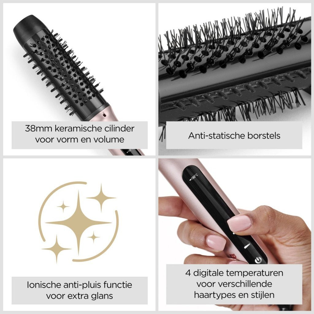 Babyliss Hsb200E Volume Boost Thermische Krulborstel Zwart/Champagne