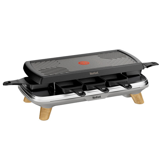 Tefal Re610D 3In1 8-Persoons Raclette Zwart/Rvs/Hout