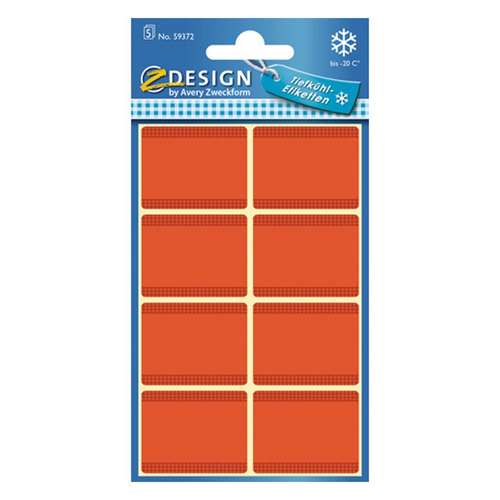 Avery Av-59372 Z-Design Diepvriesetiketten 36X28 Mm 40 Stuks Rood