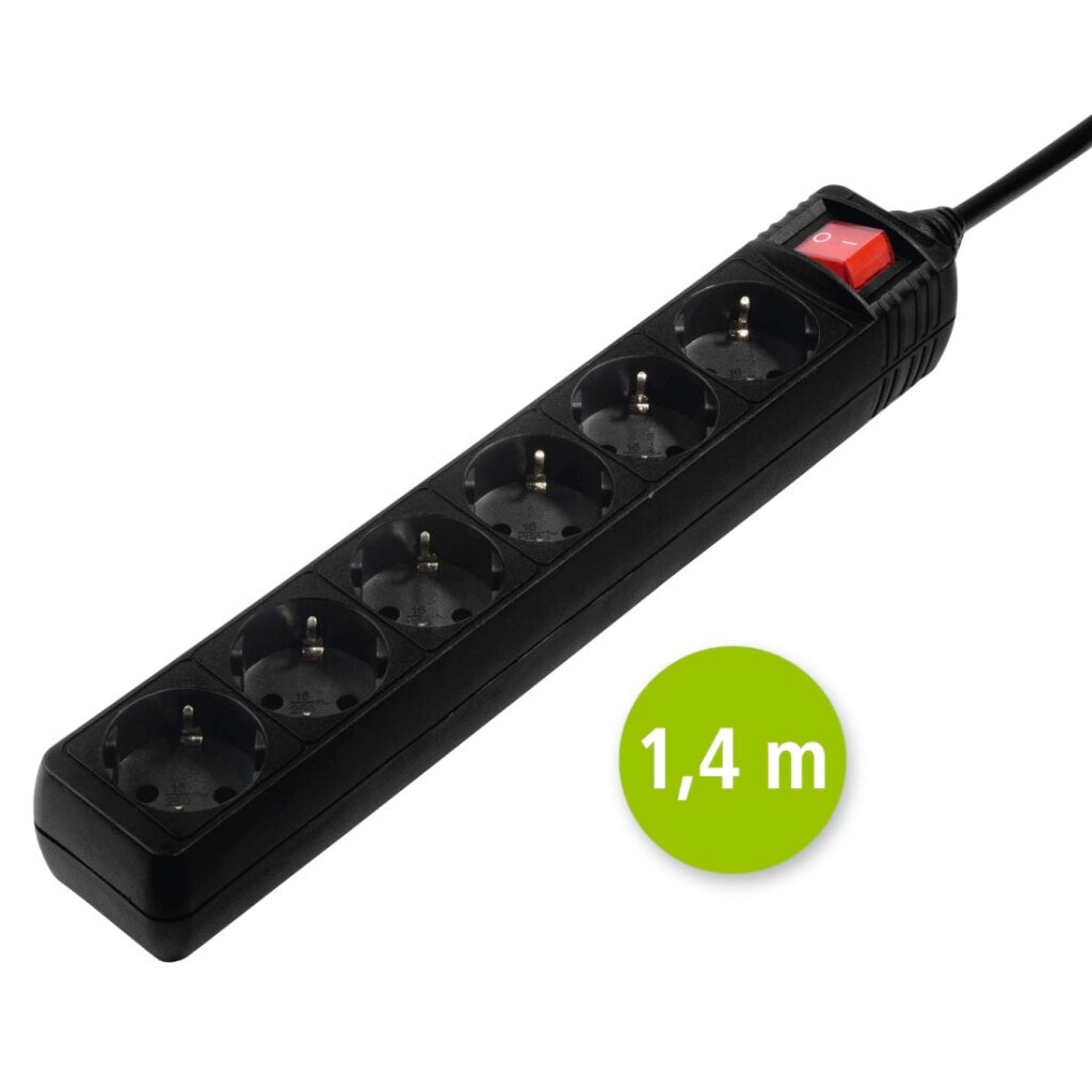Hama Stekkerdoos 6-Voudig Schakelaar 1.4M Zwart