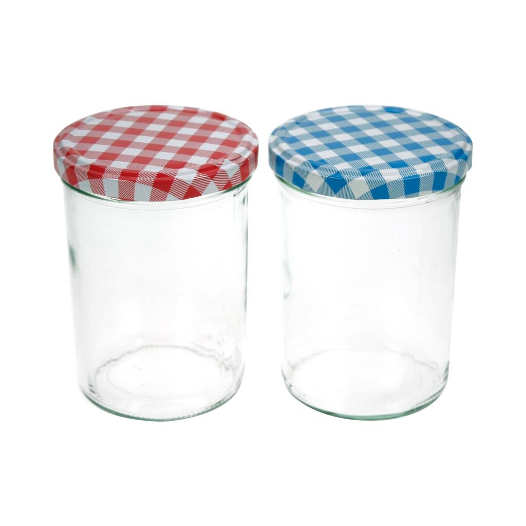 Overige Merken Jampotten 440 Ml 6 Stuks Glas/Transparant/Rood/Blauw