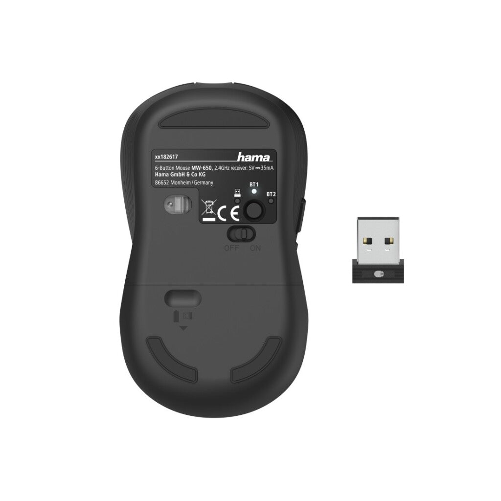 Hama Optische 6-Knops Multi-Device Muis Mw-650 Met Usb-A/Bluetooth® Zwart