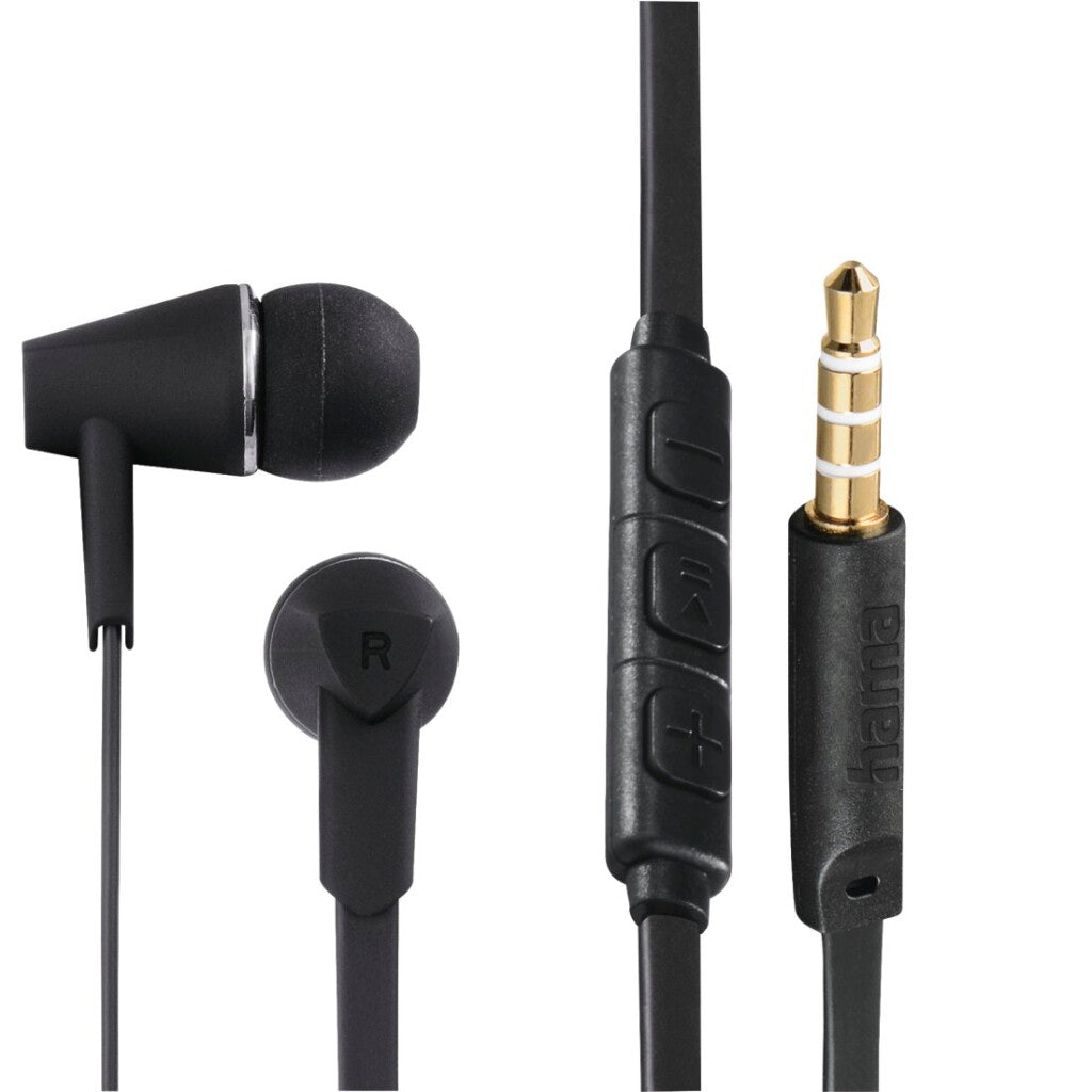 Hama Oordopjes Joy In-Ear Microfoon Platte Kabel Zwart
