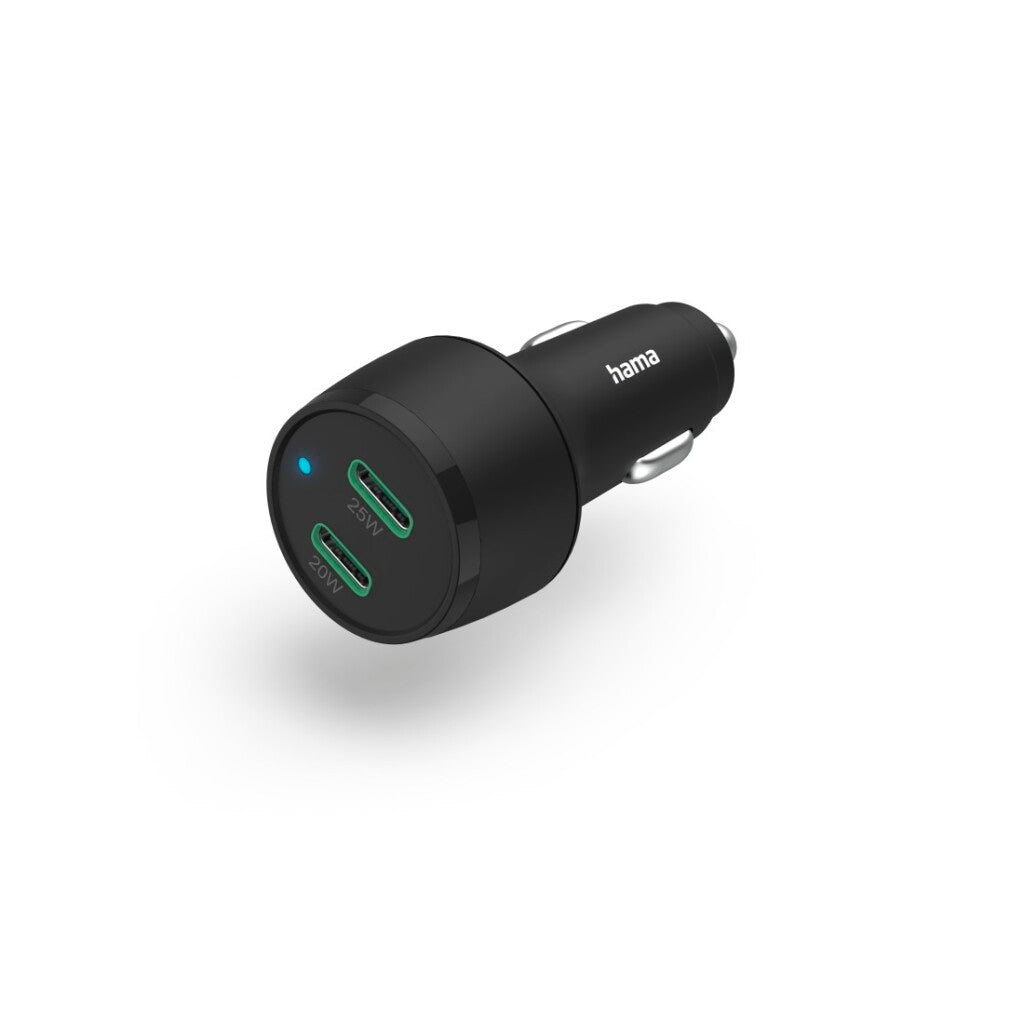 Hama Auto-Snellader 2X Usb-C Power Delivery/Qualcomm &Reg; 45 W Zwart