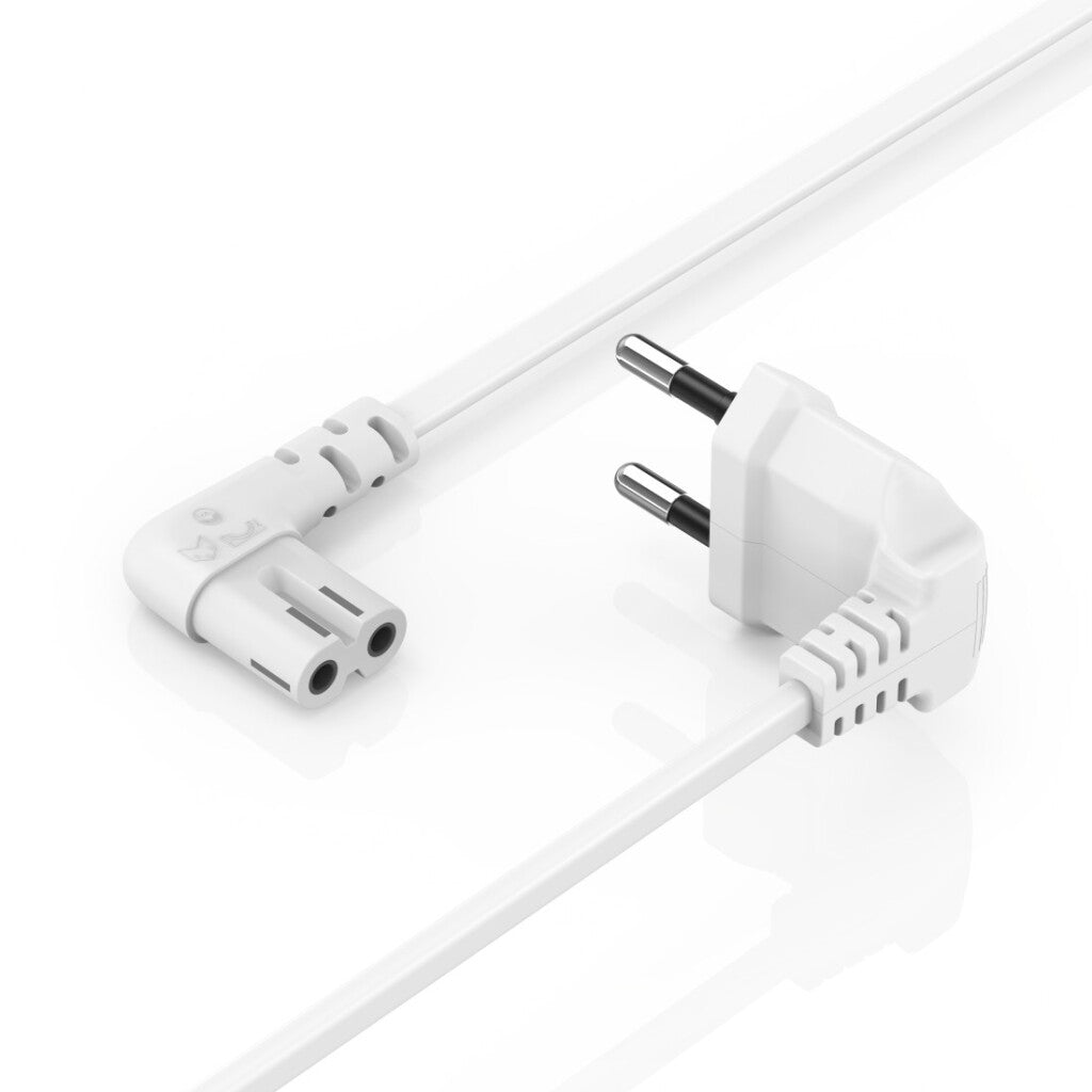 Hama Netsnoer Aan Beide Zijden Haaks Euro-Stekker Dubbele Groef/C7 3 M Wit