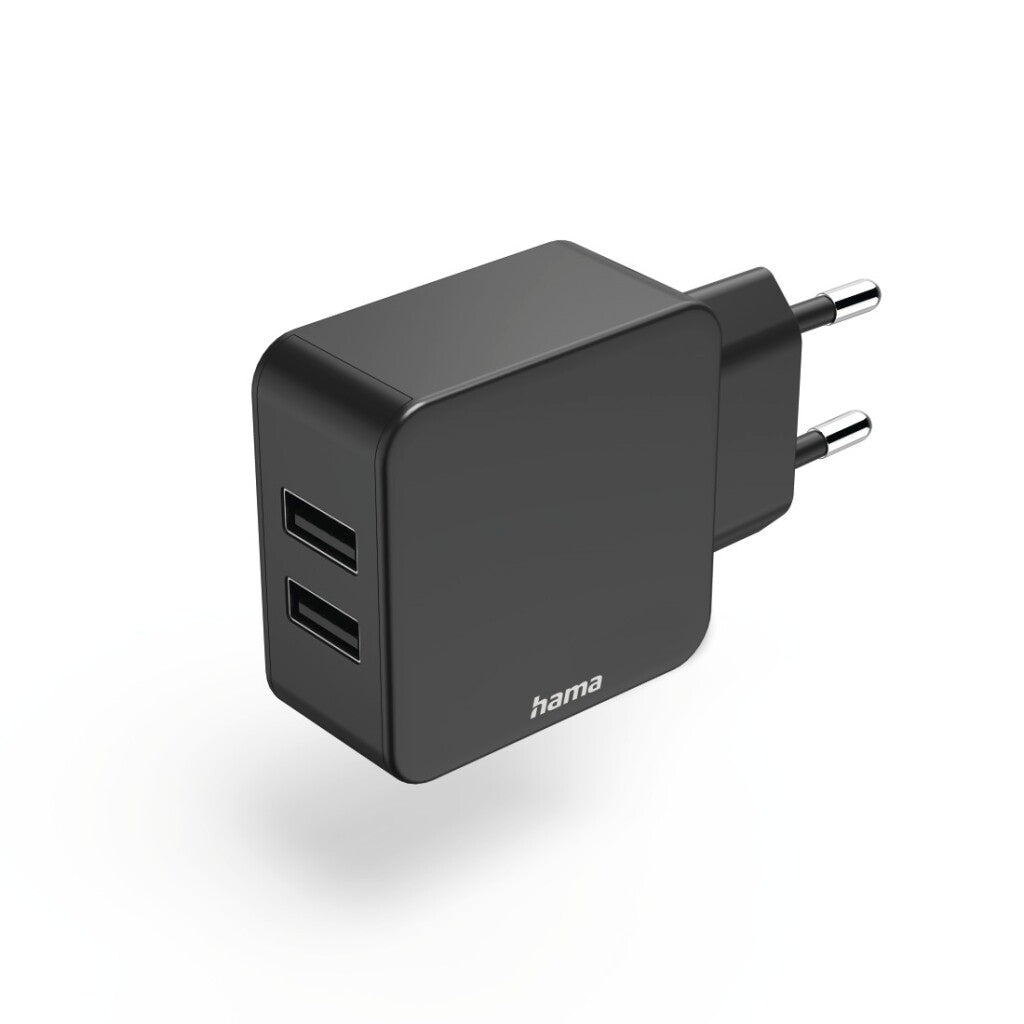 Hama 2-Voudige-Oplader Usb-A-Netadapter 2,4 A Uni. Adapter 12 W Zwart