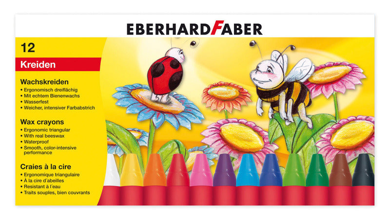 Eberhard Faber Ef-524010 Waskrijt Driekantig Watervast Etui À 12 Stuks