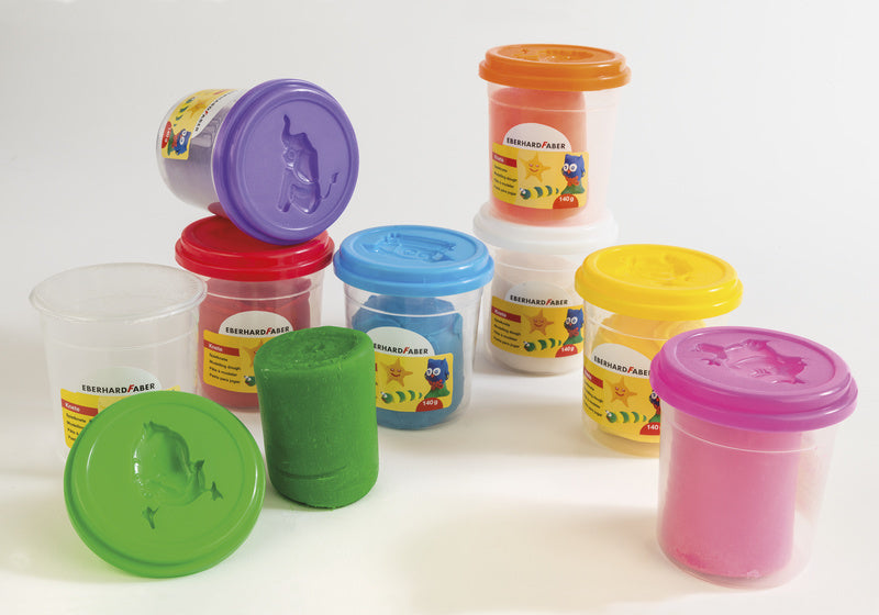 Eberhard Faber Ef-572510 Kinderklei In Beker,140Gr Oranje, Roze, Groen, Paars