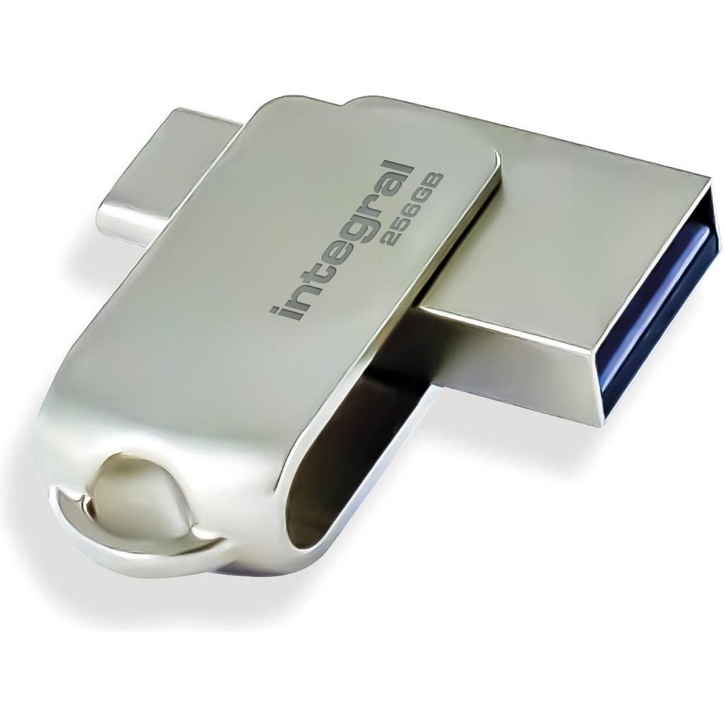 Integral 360-C Dual Flash Drive Usb-C &Amp; Usb 3.0 256 Gb Metaal/Zilver