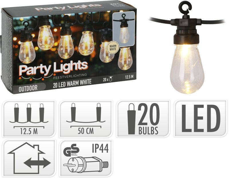 Feestverlichting - 20 Lampjes - Warm Wit - Helder
