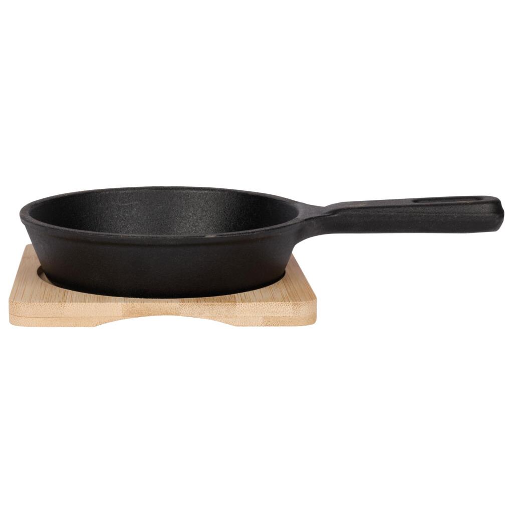 Overige Merken Gietijzeren Gratinschotel 12.5 Cm + Bamboe Onderzetter Zwart