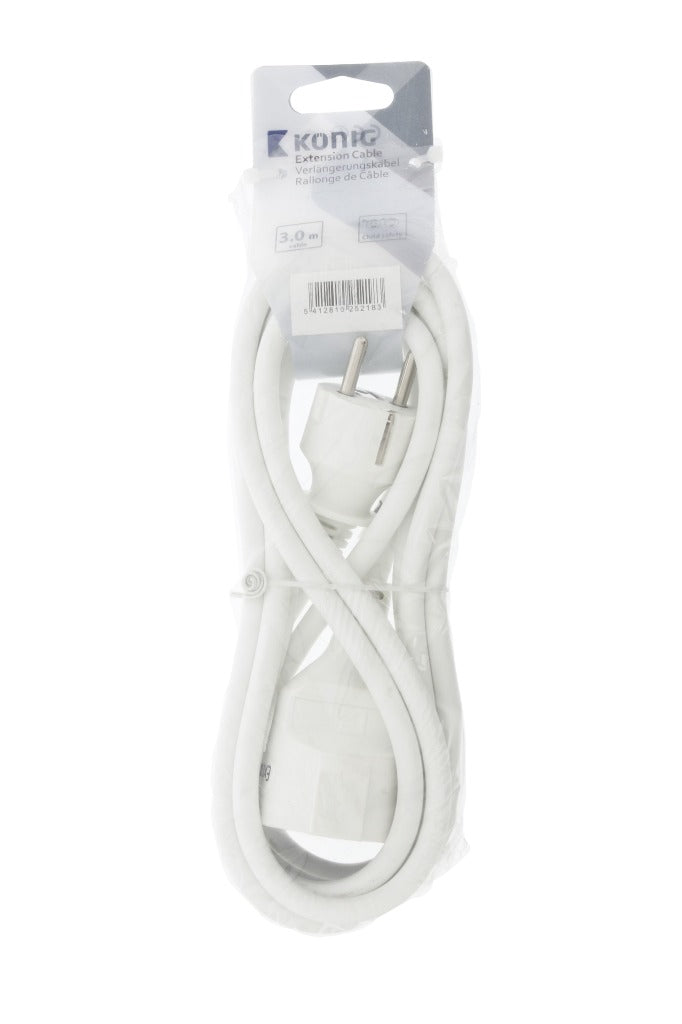 Jipy KÖNig Ec103F1Wh Stroom Verlengkabel 3 M H05Vv-F 3G1.5 Ip20 Wit