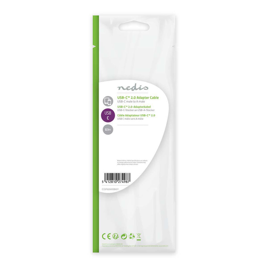 Nedis Ccgp60600Bk01 Usb 2.0-Kabel Type-C Male - A Male 0,1 M Zwart