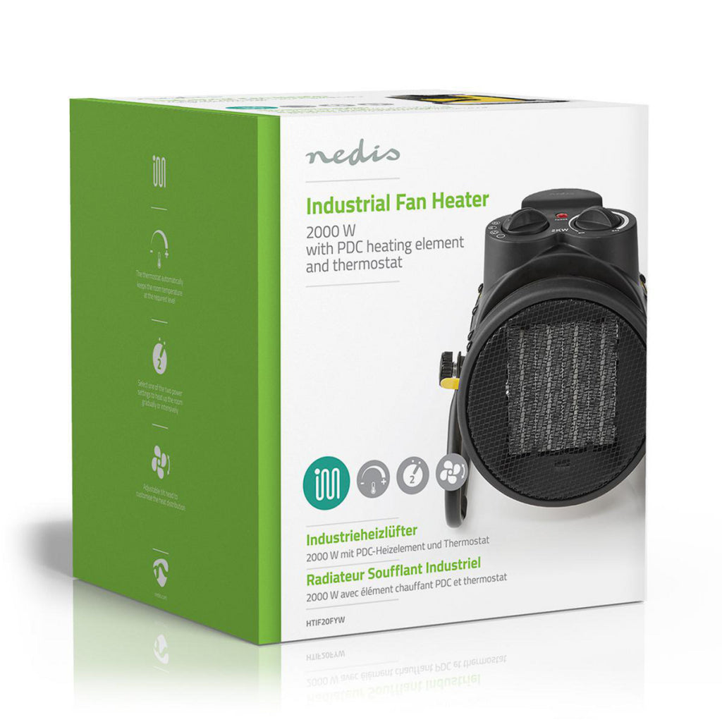 Nedis Htif20Fyw IndustriËLe Keramische Ventilatorkachel Thermostaat 3 Standen 2000 W Geel