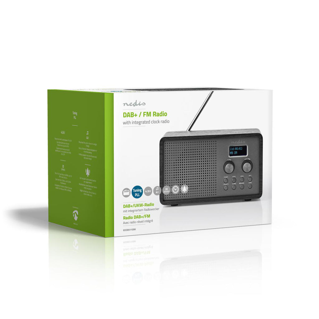 Nedis Rddb5110Bk Dab+ Radio 4,5 W Fm Klok & Wekkerfunctie Zwart