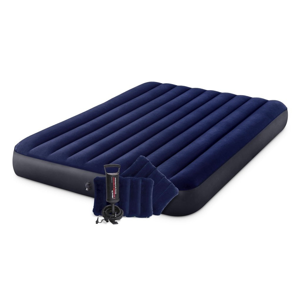 Intex 64765 Classic Downy Airbed + Kussens En Pomp 152X203X25 Cm