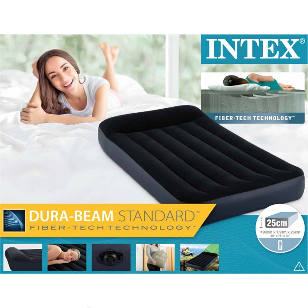 Intex 64141 Pillow Rest Classic Twin 1-Persoons Luchtbed 191X99X25 Cm Zwart