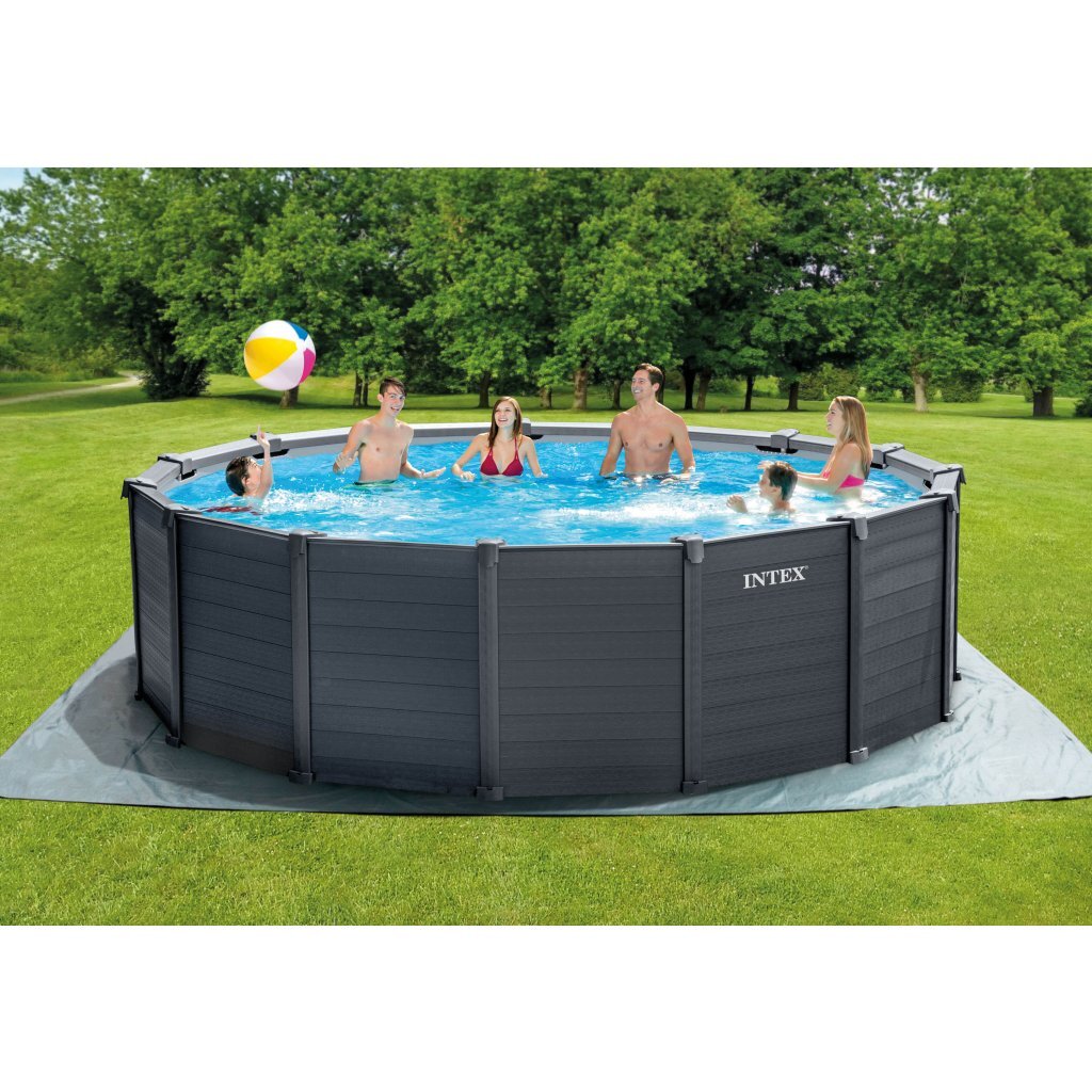 Intex 26384Gs Graphite Panel Zwembad 478X124 Cm Antraciet/Blauw