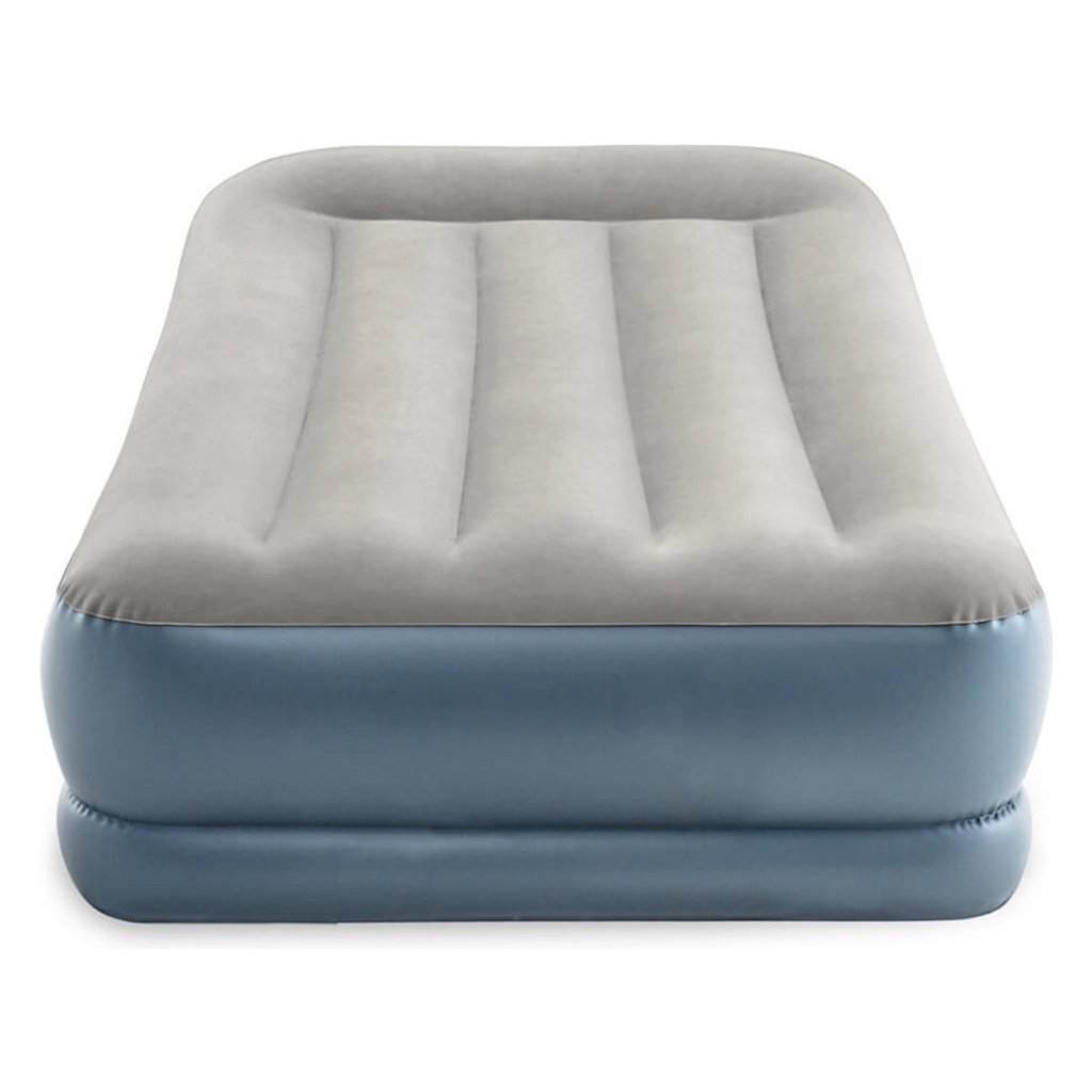 Intex 64116Nd Pillow Rest Mid-Rise 1-Persoons Luchtbed 191X99X30 Cm + Ingebouwede Pomp Grijs/Blauw