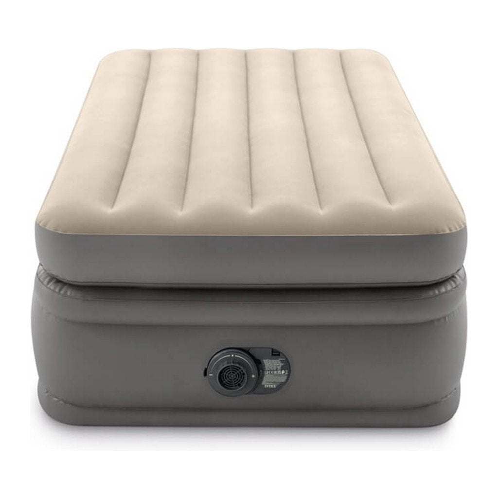 Intex 64162Nd Prime Comfort 1-Persoons Luchtbed 99X191X51 Cm + Ingebouwde Pomp Grijs/Beige