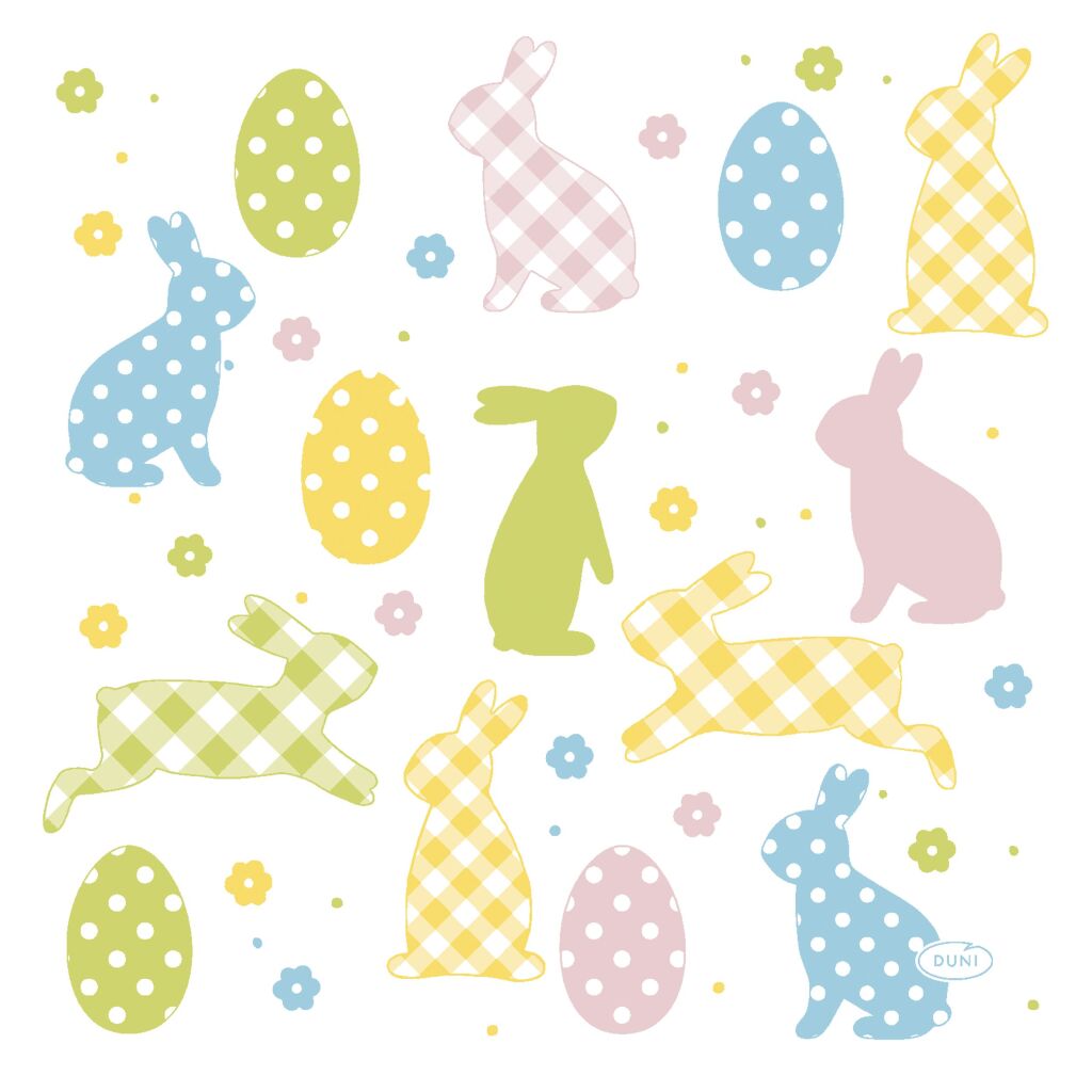 Duni 3-Laags Papieren Servetten Bunnies And Eggs 33X33 Cm 20 Stuks