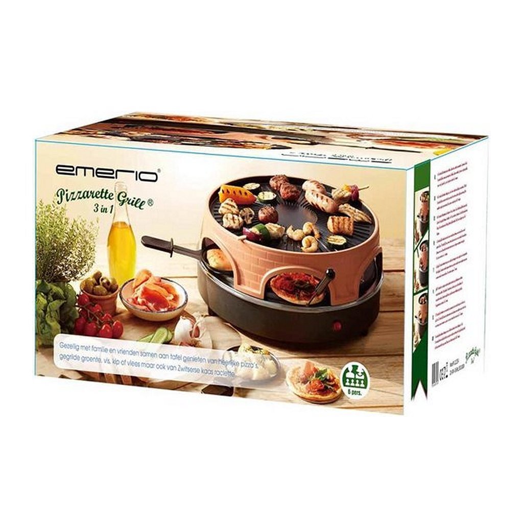 Emerio Po-113255.4 3In1 Pizzarette + 6 Pannetjes Terracotta Oranje/Zwart