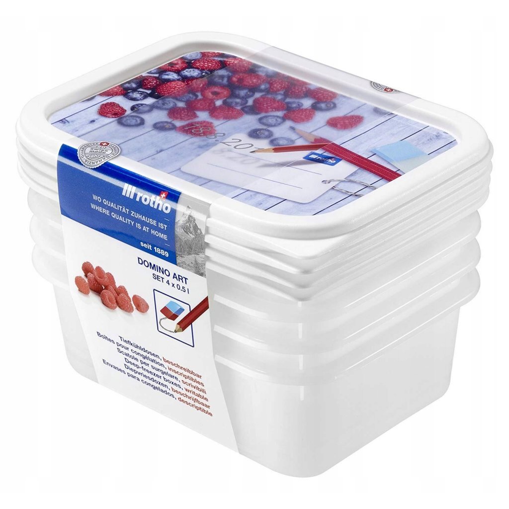 Rotho Domino Diepvriesdozen Etiket Decor 4X0.5L Wit