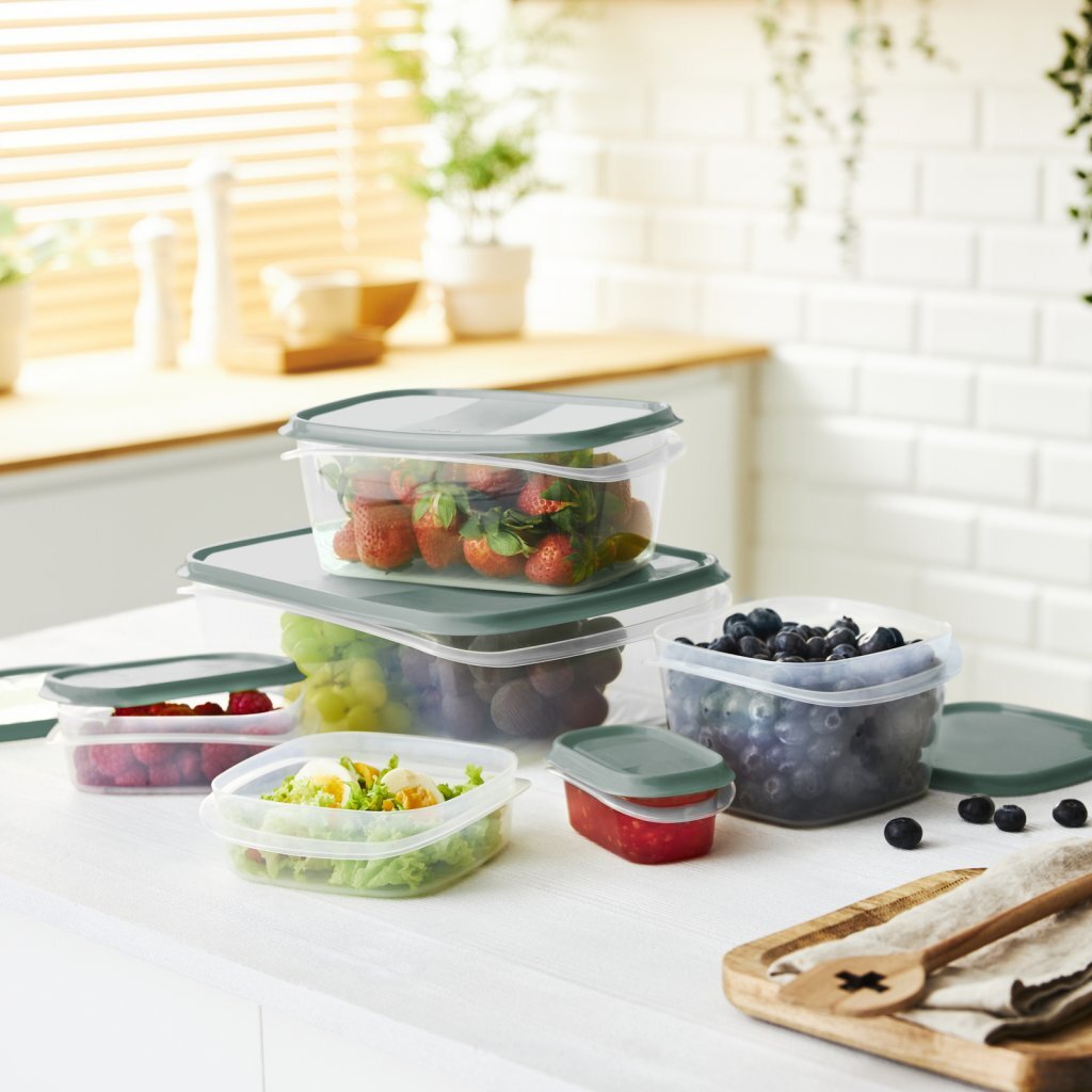 Rotho Elements Koelkast Bewaardoos Rond 0.7L Mistletoe Groen/Transparant