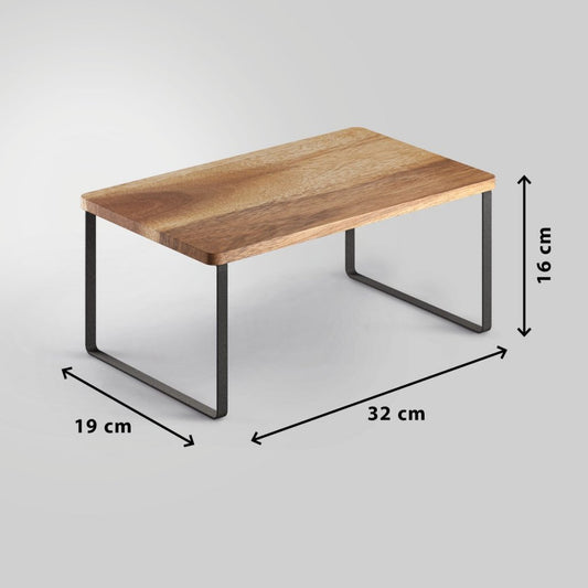 Metaltex York Lava Kruidenrek 1 Etage 19X32X16 Cm Acacia Hout/Zwart Metaal