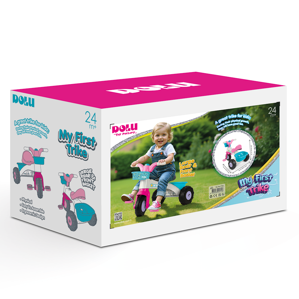 Dolu My First Trike Kinder Driewieler Roze/Wit/Blauw
