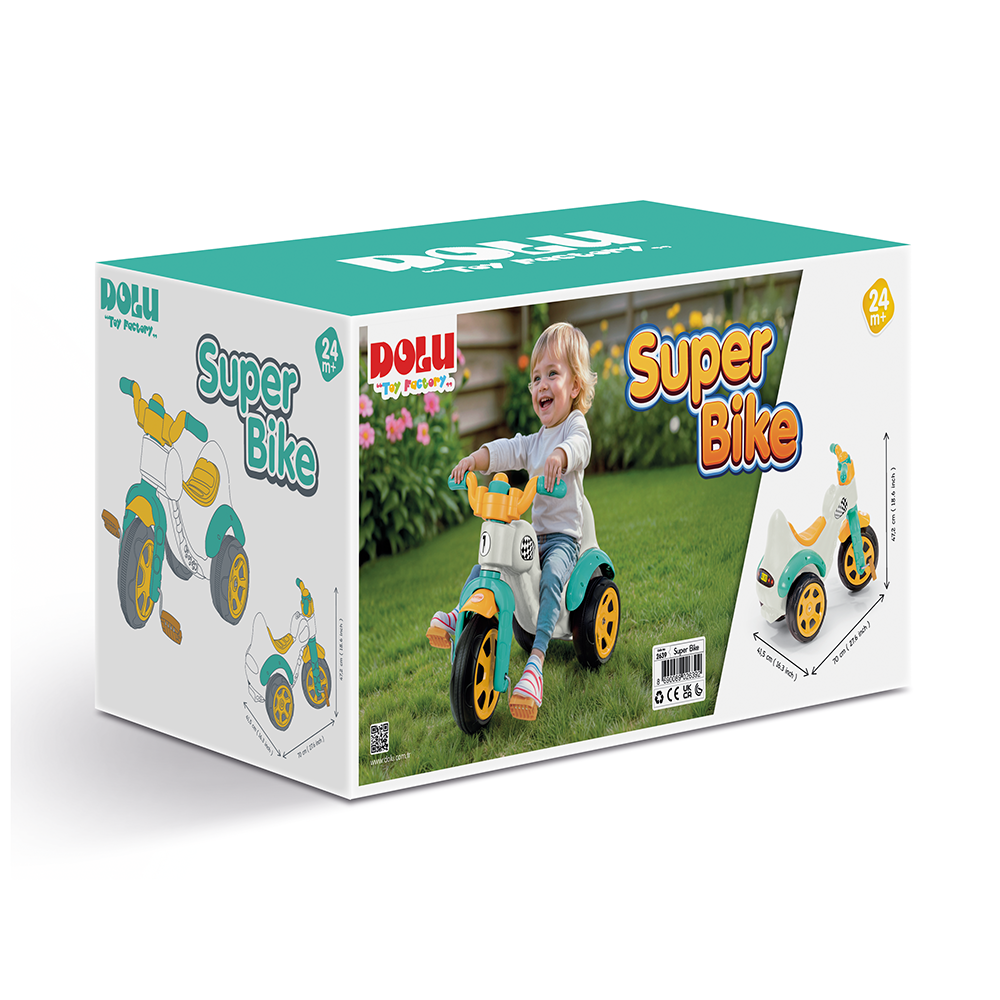 Dolu Super-Bike Driewieler Wit/Blauw/Geel