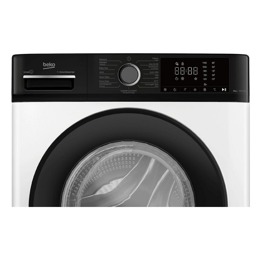 Beko B1W864Wb Be Steamcure Wasmachine 8 Kg Wit/Zwart