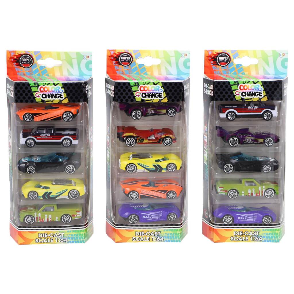 Rapid Wheels Color Change Die-Cast Voertuigen 5 Stuks