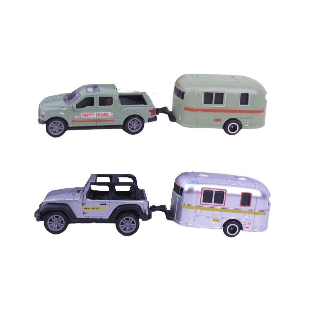 City Car Collection Die-Cast Pick-Up Met Trailer 1:50 Assorti