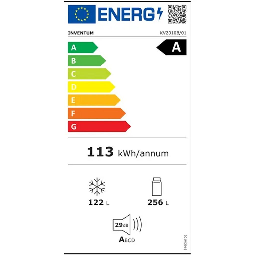 Inventum Kv2010B Koel-Vriescombinatie 256+122L Zwart