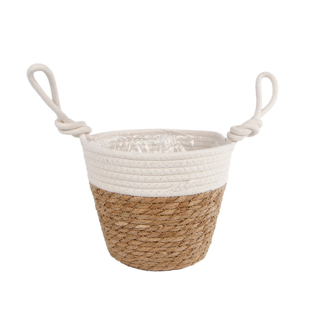 Overige Merken Rieten Plantenmand Blois 20X14X30 Cm Naturel/Wit