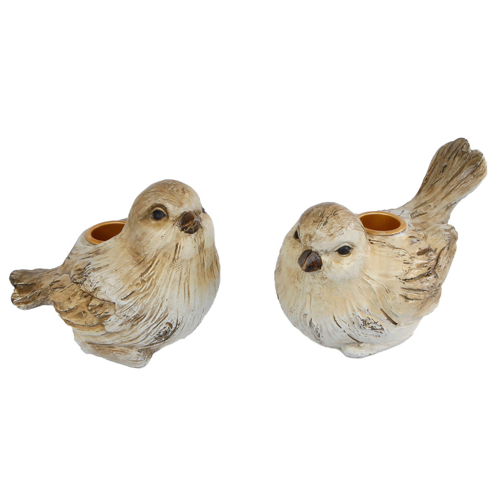 Overige Merken Kandelaar Bird Jack CrÈMe/Bruin Polystone 13,5X9X10,2 Cm