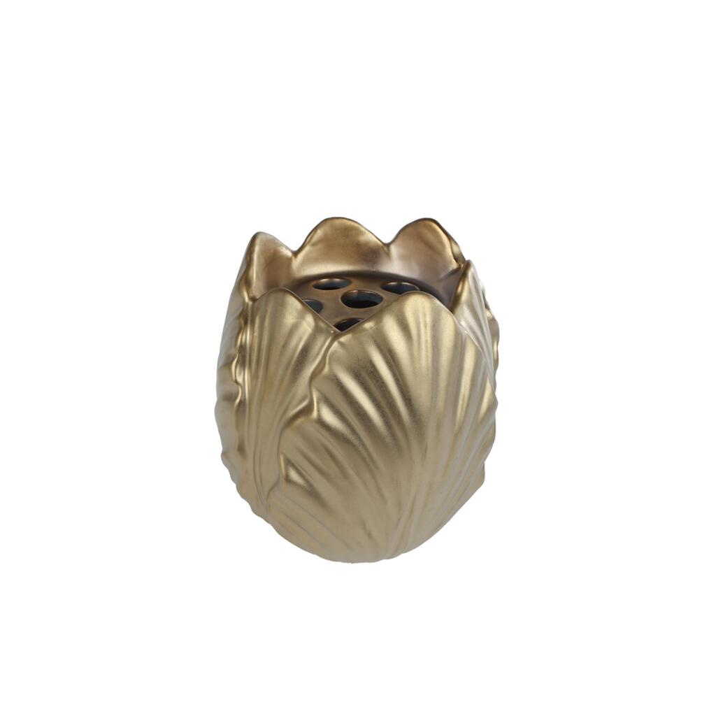 Overige Merken Aardewerken Vaas Tulp 15X15X16.4 Cm Mat Goud