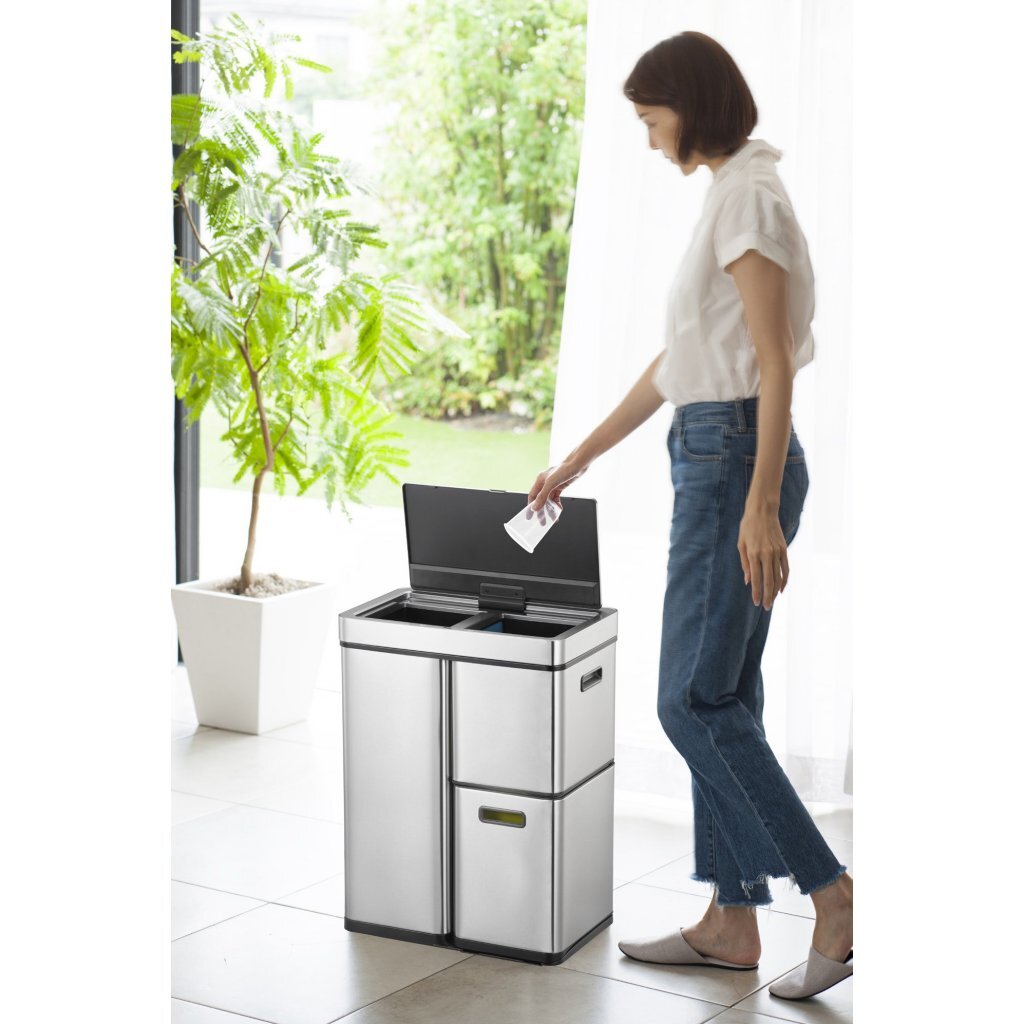 Eko Recycle Mirage Plus Sensor Afvalbak 30+15+15L Mat Rvs