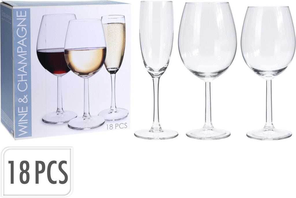Excellent Houseware Glazenset Wijn &Amp; Champagne 18-Delig