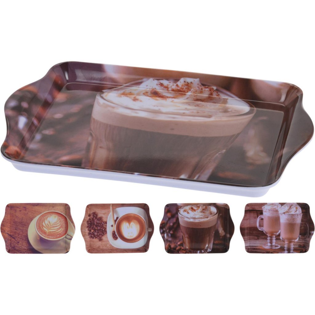 Overige Merken Dienblad Met Koffie Afbeelding 21X14.3 Cm Assorti