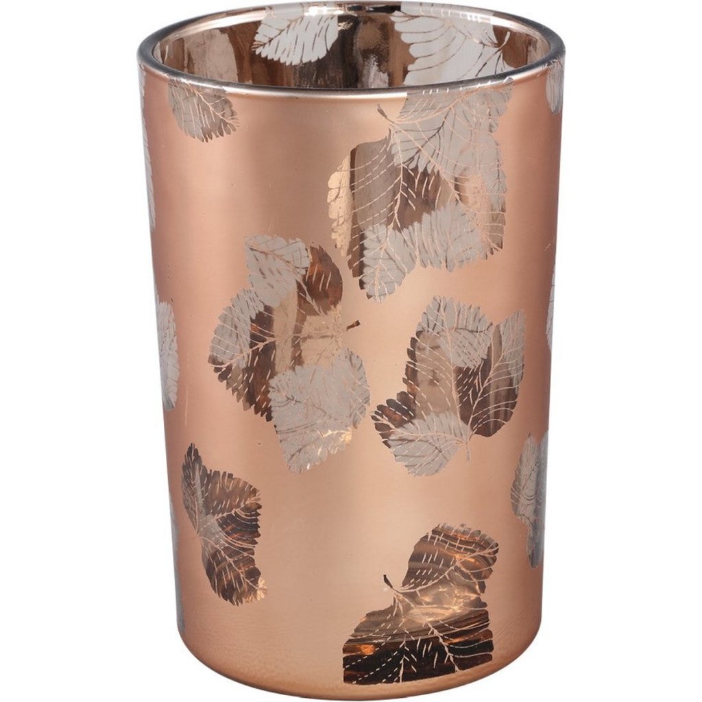 Overige Merken Ptmd Mexxy Glazen Windlicht 12X18 Cm Brons
