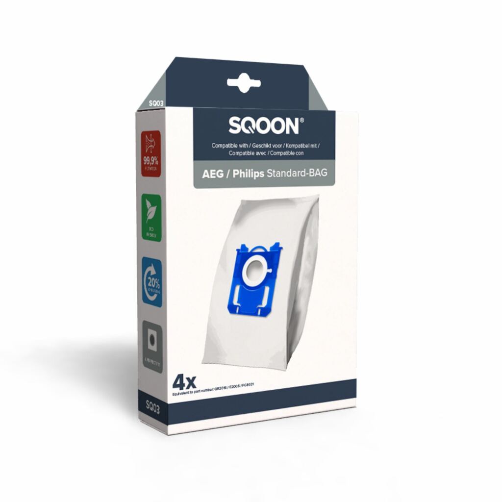 Overige Merken Sqoon Stofzuigerzakken Voor Aeg/Philips Standard Bag 4 Stuks