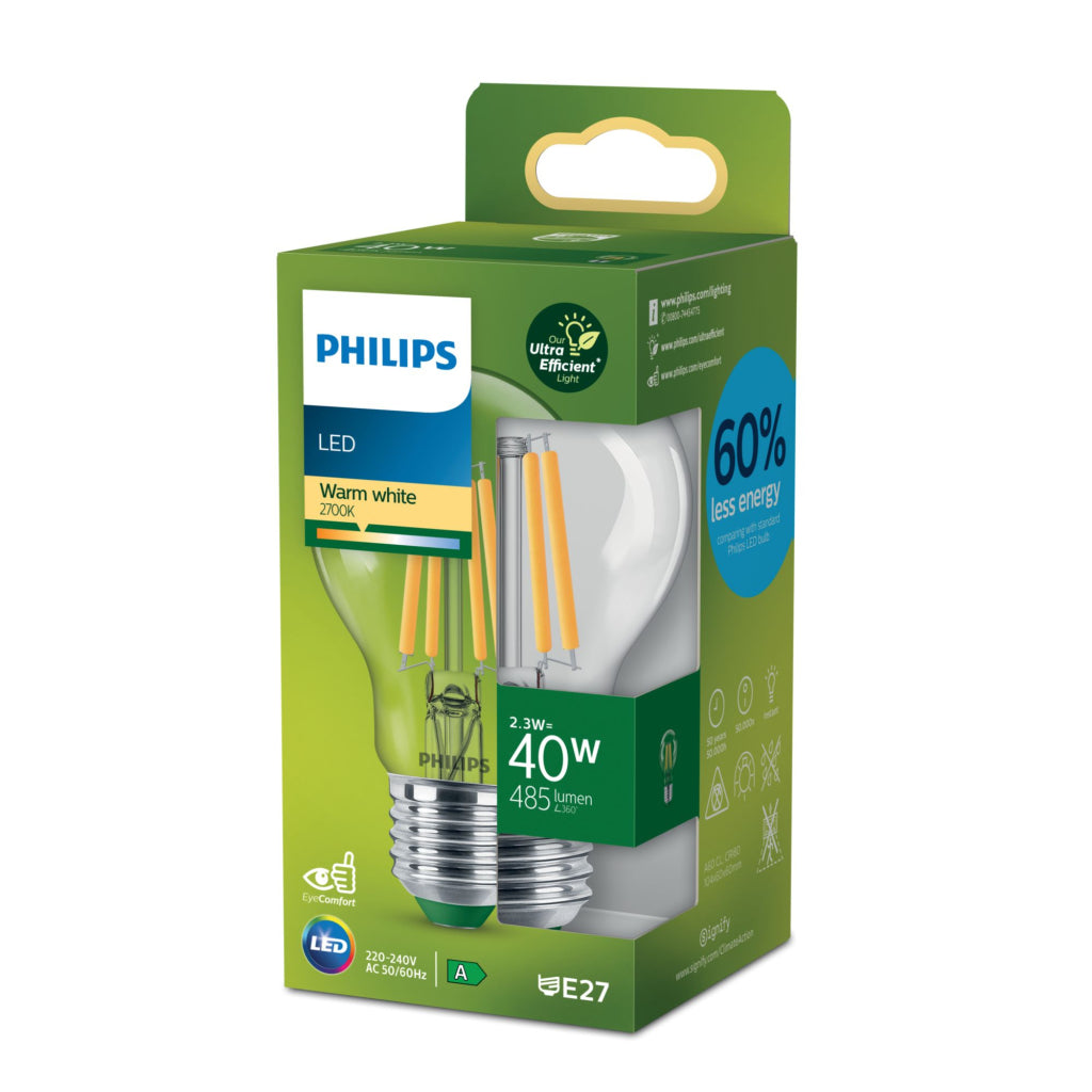 Philips Led Lamp Peervormig 40W E27 Warm Wit Transparant