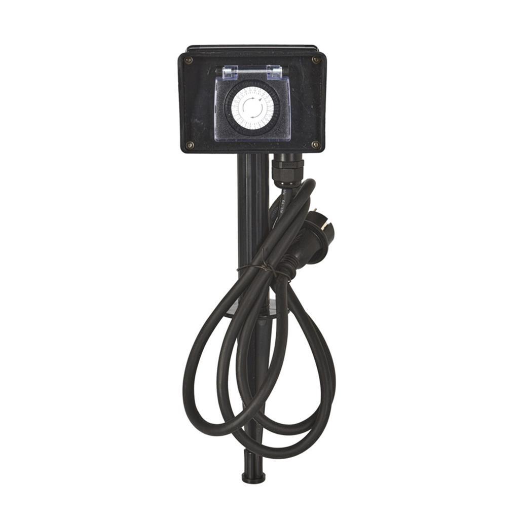 Fx Control Tuinstekkerdoos Met Timer Zwart